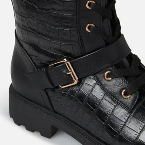 NWT Sz. 7 Black Block Heel Flat Boot - Picture 4 of 6